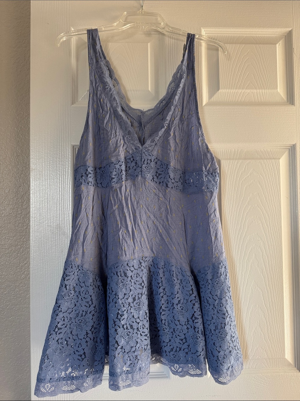 Free People Lavender Lace V-Neck Mini Dress